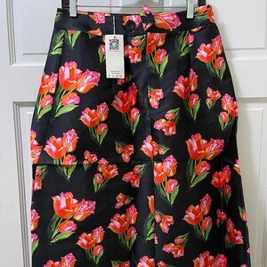 Large Floral Zeagoo Women's High Waist A Line Pleated Midi Umbrella Skirt